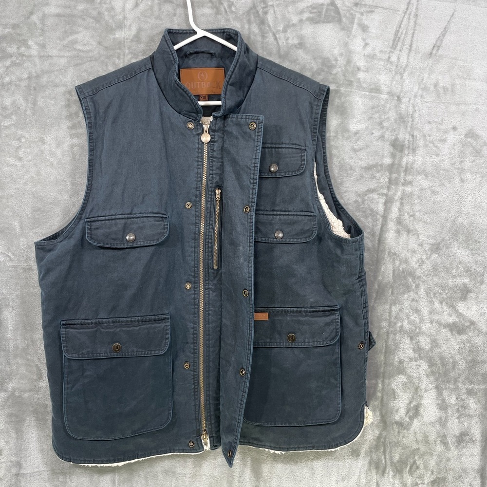 Outback Trading Co. Cobar Vest Jacket Men's XXL Full Zip Blue Sherpa Lined - Picture 6 of 10